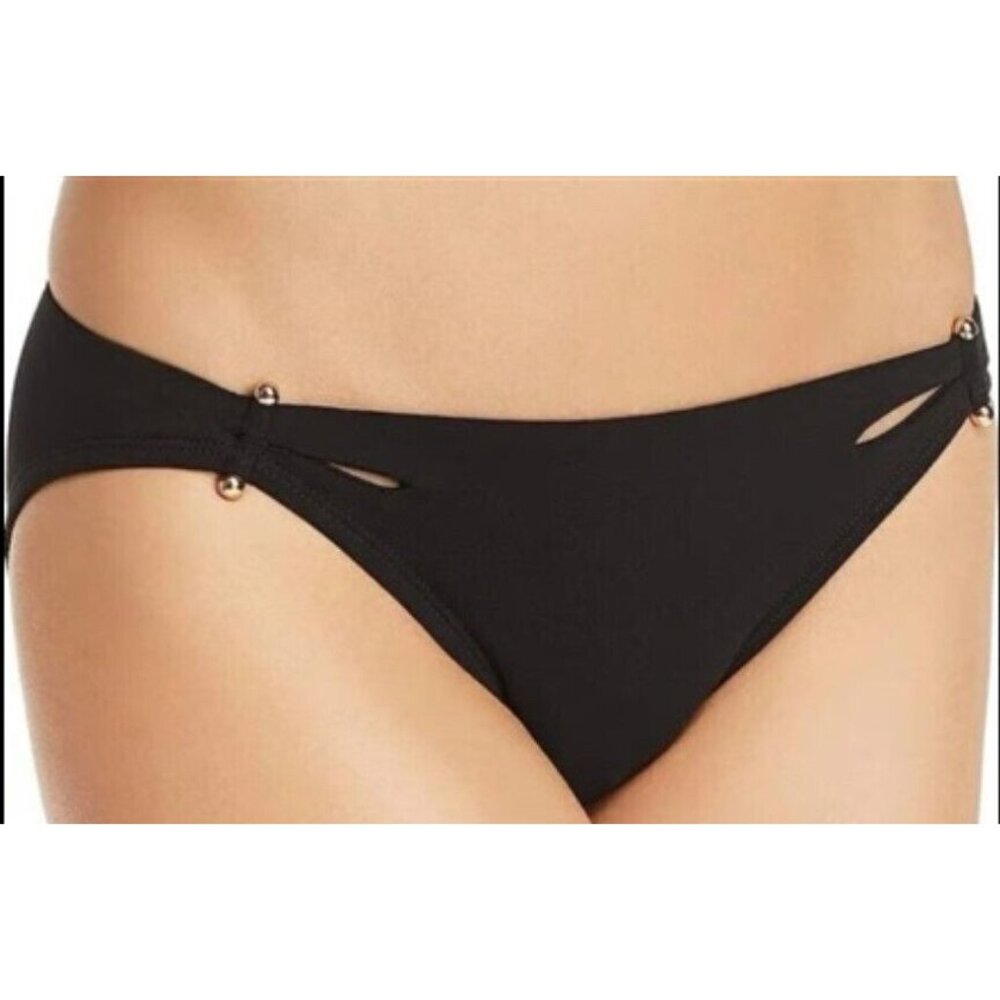 NWT Robin Piccone XS Luca Black Bar Bell Bikini Bottom 118531